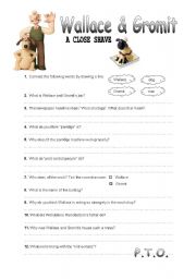 English Worksheet: Walace & Gromit A Close Shave