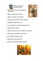English Worksheet: Wallace & Gromit A Grand Day Out