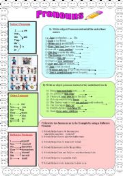 English Worksheet: Pronouns ( Subject,Object and Reflexive)