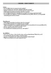 English worksheet: Crime discussion 