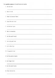 English Worksheet: Simple Present Sentences