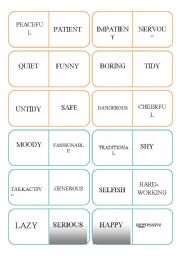 English worksheet: personality dominoes