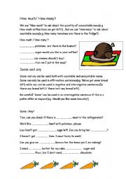English Worksheet: How Much_How Many and Some_Any