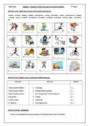 English Worksheet: Whar are your favourite hobbies?