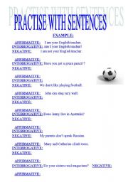 English worksheet: PRACTISE WITH SENTENCES