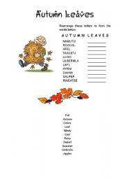 English Worksheet: autumn leaves