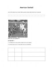 American football worksheet 