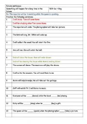 English Worksheet: future continuous