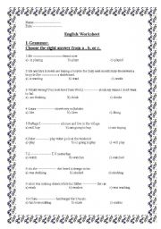 English worksheet: grammar and spelling sheet