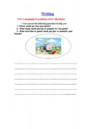 English worksheet: My Picnic & future simple