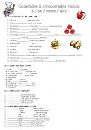 English Worksheet: a an some any