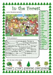 English Worksheet: In the Forest