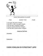 English worksheet: Answering the Phone