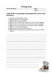English Worksheet: Writing task
