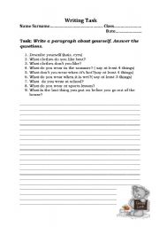 English worksheet: Writing task