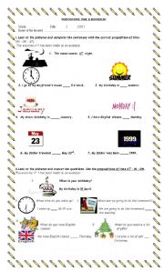 English Worksheet: Prepositions Time & Movement