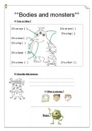 English Worksheet: bodies and monsters