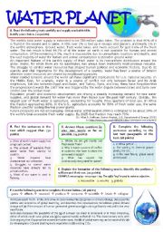 A TEST ON THE ENVIRONMENT (water resources) - 11th grade (key included)