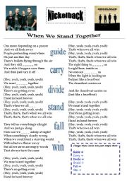 English Worksheet: Nickelback When We Stay Together - Song