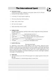 English Worksheet: Soccer: The International Sport