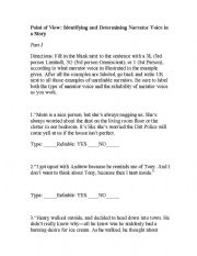English Worksheet: Point of View