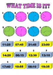 English Worksheet: telling the time