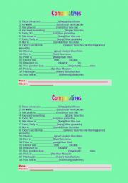 English Worksheet: Comparatives