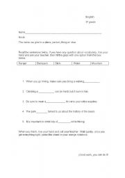 English Worksheet: Pre test