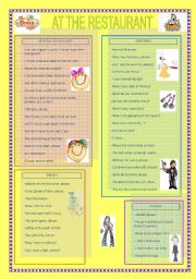 English Worksheet: AT THE RESTAURANT