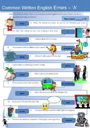 English Worksheet: Common Written English Errors - A (with detailed ans key)