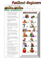 English Worksheet: FunSheet for Beginners - Seasons