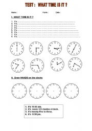  short TEST / what time is it ? Level A1+/A2 for intermediate