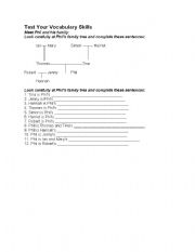 English Worksheet: family tree exercise