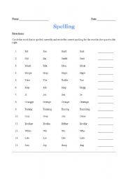 English Worksheet: spelling