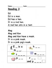 English Worksheet: Reading 3 : Phonics