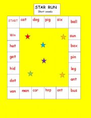 English Worksheet: STAR  RACE, short vowels