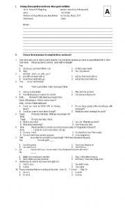 English Worksheet: Invitation Test
