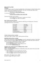 English Worksheet: RELATIVE CLAUSES