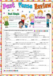 English Worksheet: Past Tense Review (past simple and past continuous)