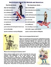 English Worksheet: Stereotypes about British and American