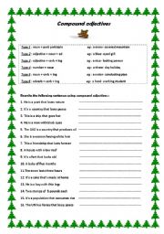 English Worksheet: compound adjectives