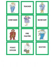 English worksheet: PROFESSIONS PELMANISM (memory game)