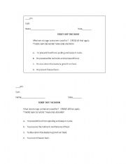 English worksheet: Ticket Out The Door