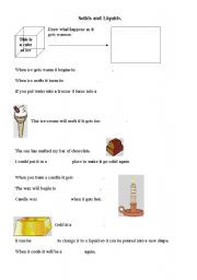 English worksheet: Solids and liquids 