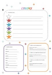 English worksheet: Colours