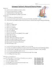 English worksheet: European Explorers Project