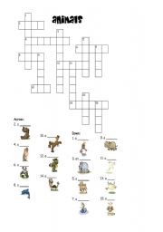 English Worksheet: Animals crosswords 