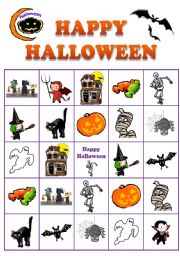 English Worksheet: Halloween BINGO No5