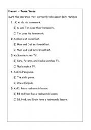 English Worksheet: present simple