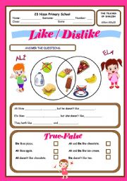 English Worksheet: like dislike